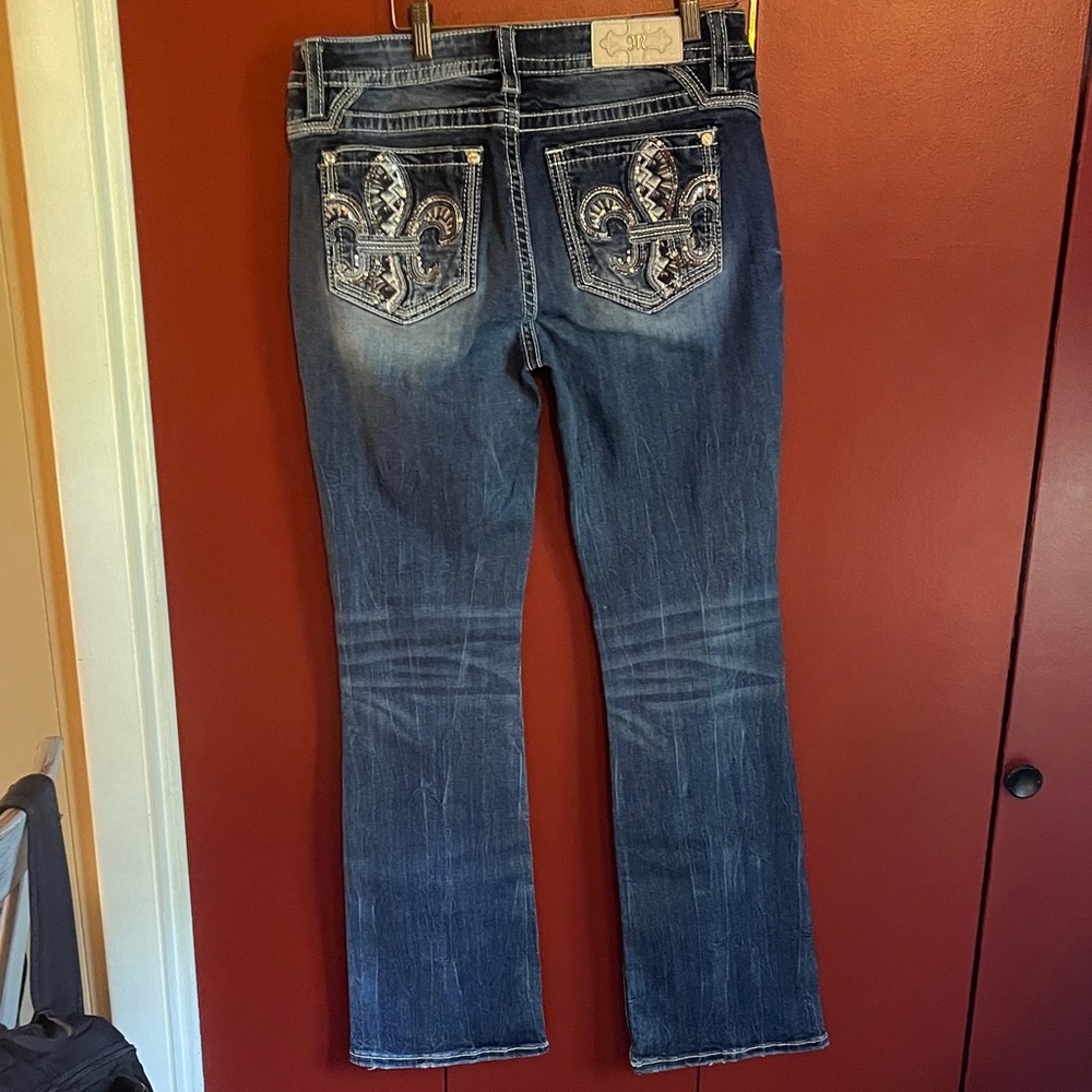 Miss Me Blue Boot Cut Jeans with Silver Embellishments